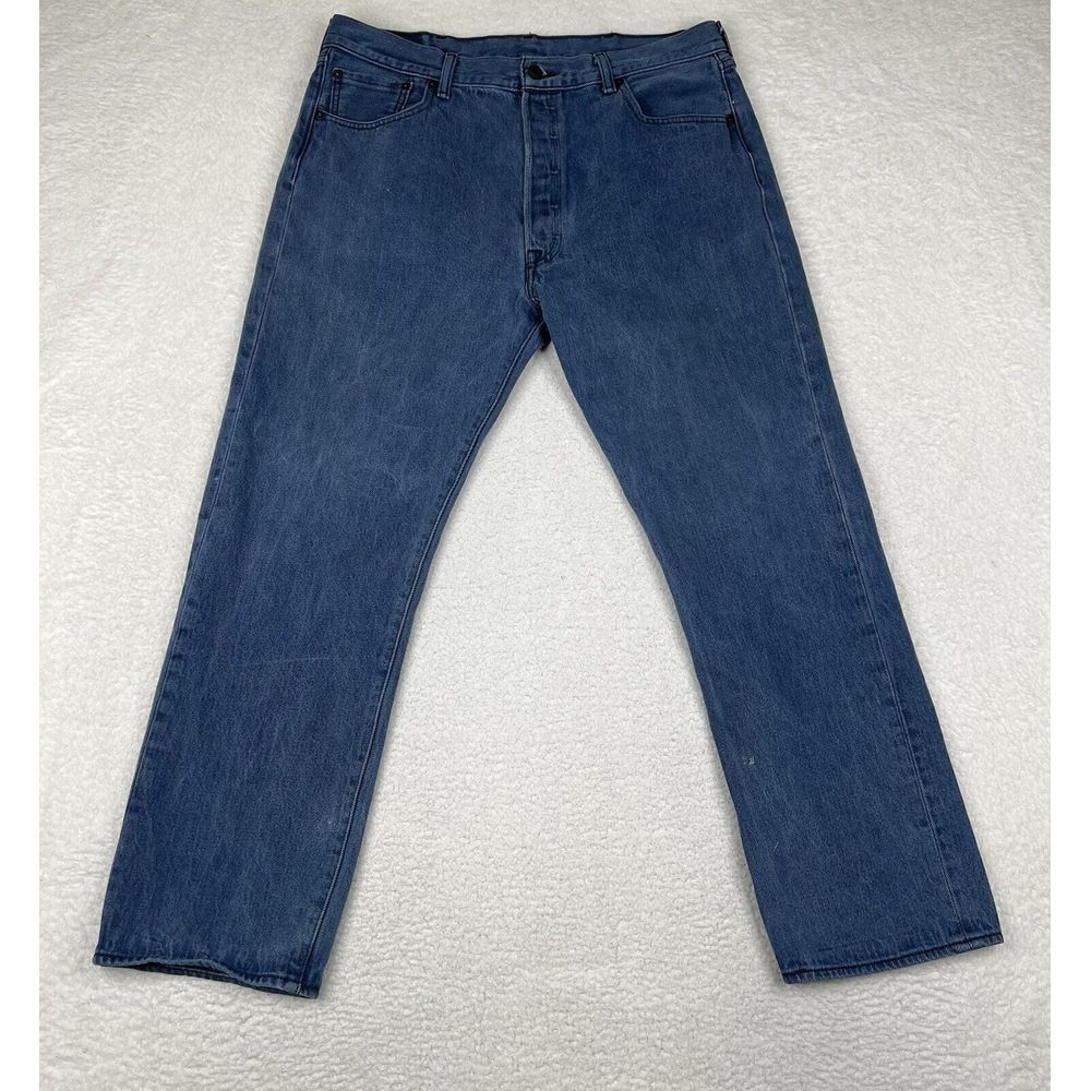 Levis Jeans Mens 38x32 (Fits‎ 38x29) Blue Denim 501 XX Button Fly Straight Work